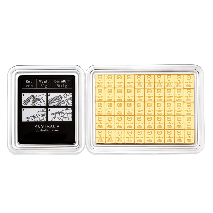 50x1g CombiBar ABC Gold Minted Tablet 9999 Gold