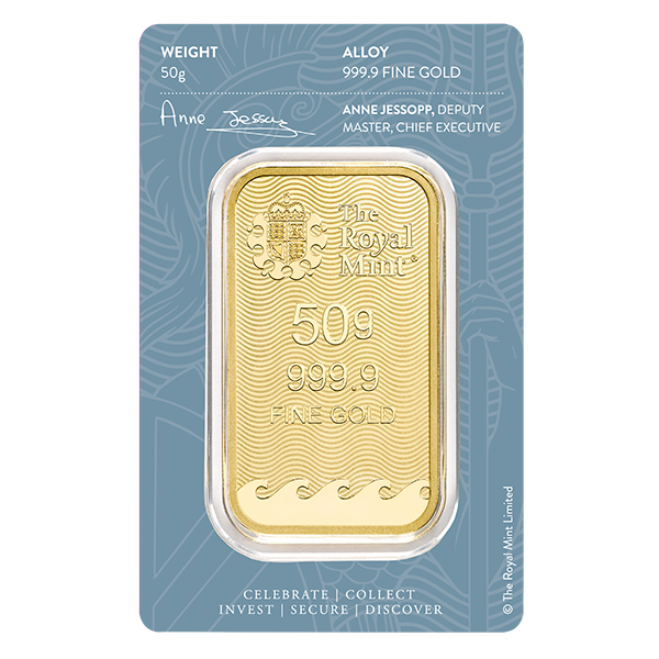 50gram Britannia Gold Minted Bar 9999 Gold
