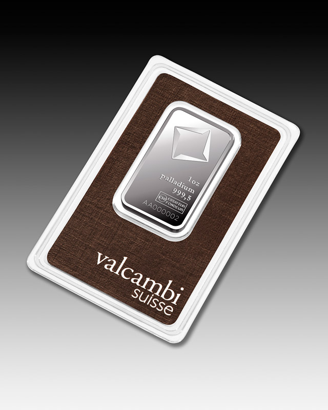 1oz Valcambi Palladium Minted bar 999.5 Palladium